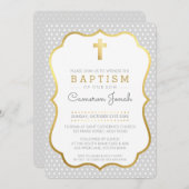 SCHATTIGE GOUDEN KRUIS  doop fancy polkadot grijs Kaart (Voorkant / Achterkant)