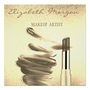 Schattige gouden lippenstift, visagist perfect poster