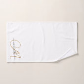 Schattige Gouden Monogram Script Naam Elegant Wit Bad Handdoek (Handdoek)