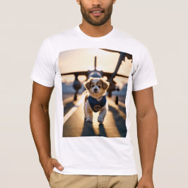 Schattige Gouden Puppy Wandelt over Weg Kunst T-shirt