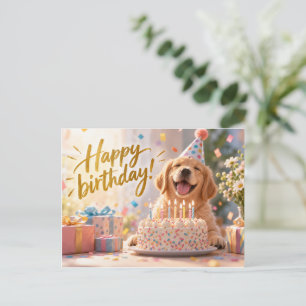 Schattige Gouden Retriever Gelukkige Verjaardag An Briefkaart