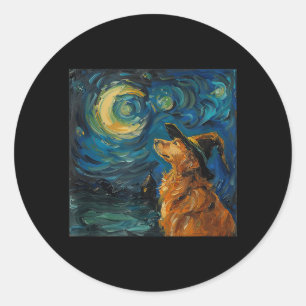 Schattige Gouden Retriever Heks _ Grappige Hond Ha Ronde Sticker