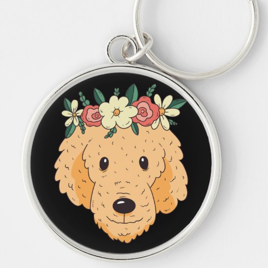 Schattige Gouden Retriever Kop Sleutelhanger (Voorkant)