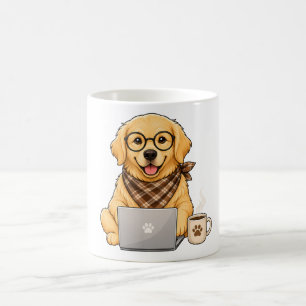 Schattige gouden retriever laptop koffiemok