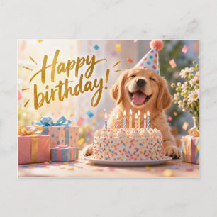 Schattige Gouden Retriever Verjaardagskaart Feestdagenkaart