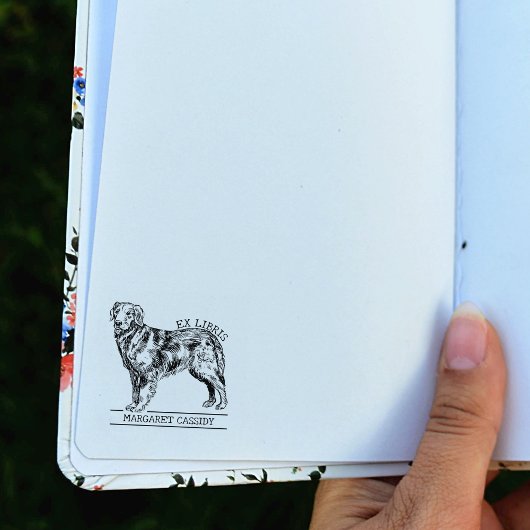 Schattige Gouden Retriever Vintage Ex Libris Hond Rubberstempel