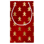 Schattige gouden rode peperkoek man elegant kerst klein cadeauzakje (Achterkant)