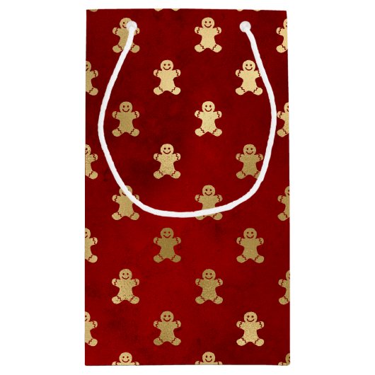 Schattige gouden rode peperkoek man elegant kerst klein cadeauzakje (Achterkant)