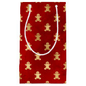 Schattige gouden rode peperkoek man elegant kerst klein cadeauzakje (Voorkant)