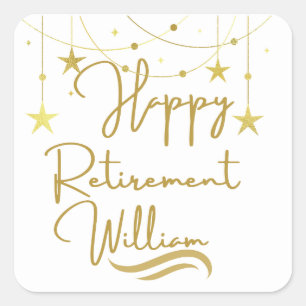 Schattige gouden Script Happy Retirement Vierkante Sticker