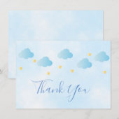 Schattige Gouden Sterren Blauwe Wolken Script Beda Bedankkaart (Voorkant / Achterkant)