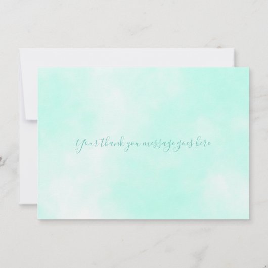 Schattige Gouden Sterren Groene Wolken Script Dank Bedankkaart (Achterkant)