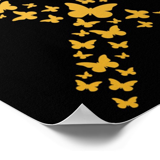 Schattige gouden vlinders lint kinderkankerprijs poster (Hoek)