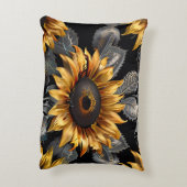 Schattige gouden & zilveren zonnebloem decoratief  accent kussen (Achterkant (Verticaal))