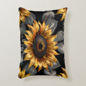 Schattige gouden & zilveren zonnebloem decoratief  accent kussen (Voorkant(Verticaal))