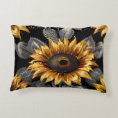 Schattige gouden & zilveren zonnebloem decoratief  accent kussen (Achterkant)