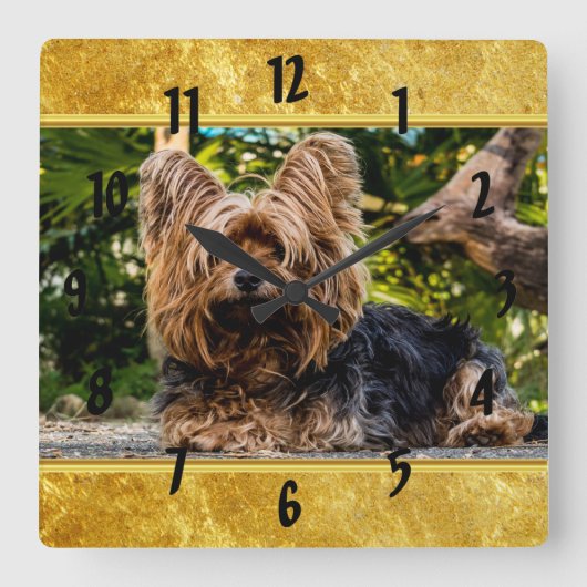 Schattige goudfolie van Yorkshire Vierkante Klok (Voorkant)