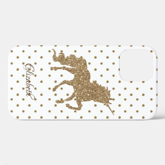 Schattige goudglitter Unicorn, pooldots Case-Mate iPhone Case (Achterkant (horizontaal))