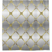 Schattige goudgrijs en wit geometrisch patroon douchegordijn (Voorkant)