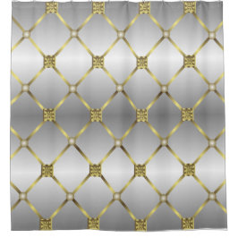 Schattige goudgrijs en wit geometrisch patroon douchegordijn