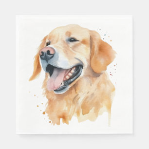 Schattige Goudkleurige Retriever Watercolor Puppy Servet