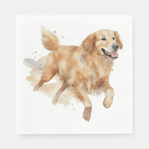 Schattige Goudkleurige Retriever Watercolor Puppy  Servet