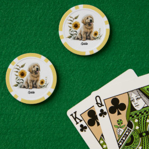 Schattige Goudse Retriever met Zonnebloemen Poker Chips