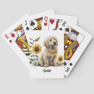 Schattige Goudse Retriever met Zonnebloemen Pokerkaarten