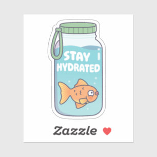 Schattige Goudvis In Waterfles Blijf Gehydrateerd  Sticker