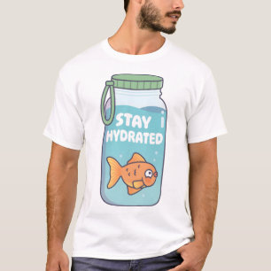 Schattige Goudvis In Waterfles Blijf Gehydrateerd T-shirt