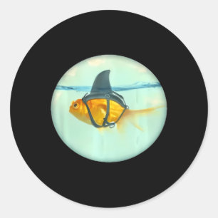Schattige Goudvis Met Een Haaienflosse Mode  Ronde Sticker