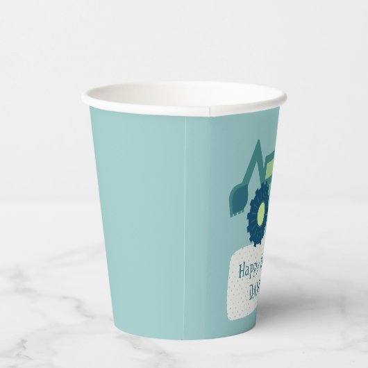 Schattige graafmachine lichtblauw grappige graafma papieren bekers (Rechts)