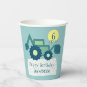 Schattige graafmachine lichtblauw grappige graafma papieren bekers (Voorkant)