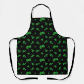 Schattige Gradient Green Shamrock Pattern Zwart Schort (Voorkant)