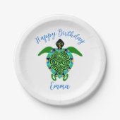 Schattige grafisch Zee SCHILDPAD - Happy Birthday  Papieren Bordje (Voorkant)