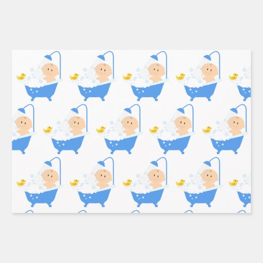 Schattige & Grappig Baby shower Bad Geel Duckie Inpakpapier Vel (Voorkant 2)