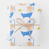 Schattige & Grappig Baby shower Bad Geel Duckie Inpakpapier Vel (In situ)