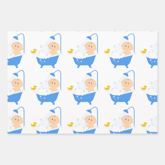 Schattige & Grappig Baby shower Bad Geel Duckie Inpakpapier Vel (Voorkant)