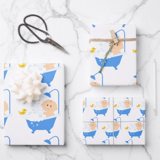Schattige & Grappig Baby shower Bad Geel Duckie Inpakpapier Vel (Voorkant)