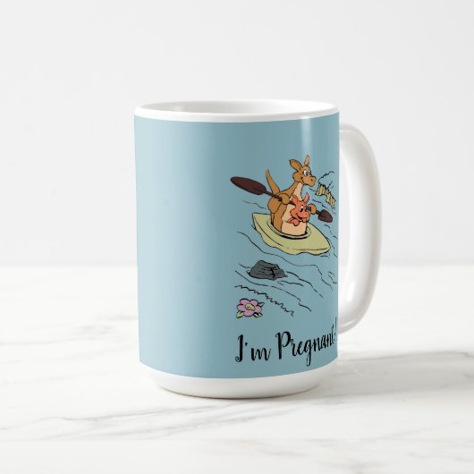 Schattige Grappig Blauw Zwangerschapsaankondiging  Koffiemok (Voorkant rechts)