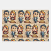 Schattige grappig bruiloft paar inpakpapier vel (Voorkant 3)