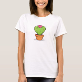 Schattige Grappig Cactus Hart Valentijnsdag T-shir T-shirt