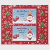 Schattige grappig cadeau van Santa Claus Rudolph v Cadeaupapier (Vlak)