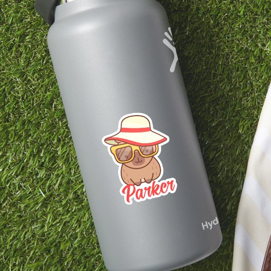 Schattige Grappig Capybara Modern Monogram Sticker