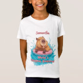 Schattige Grappig Capybara World's Okayest Zwemmer T-shirt (Voorkant)
