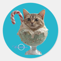 Schattige & Grappig Cat Ice Cream Holiday Sticker