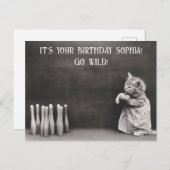 Schattige Grappig  Cat Verjaardag Bowling Briefkaart (Voorkant / Achterkant)
