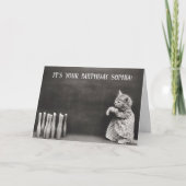 Schattige Grappig  Cat Verjaardag Bowling Kaart (Voorkant)