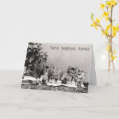 Schattige Grappig  Cat Verjaardag Party Picknick Kaart (Gele Bloem)