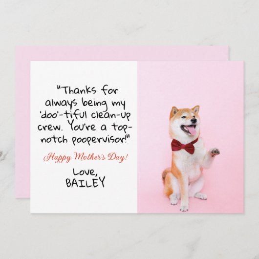 Schattige Grappig | Custom Pet Photo Dog Moederdag Feestdagenkaart (Voorkant / Achterkant)